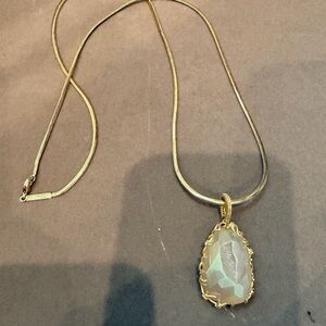 Kendra Scott Gold Necklace with Opalescent White Teardrop Pendant